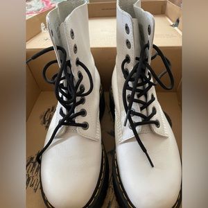 Dr. Martens White Platform Boots